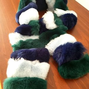 100% Rabbit fur tri color scarf